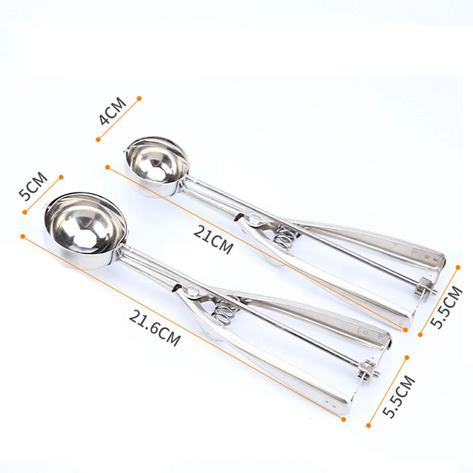 

4cm/5cm Kitchen Ice Cream Mash Potato Scoop Stainless Steel Spoon Spring Handle Ice Cream Ball Maker Kitchen Accessories