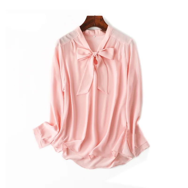 Шикарная женская блузка SuyaDream из 100% натурального шелка креп с длинными рукавами