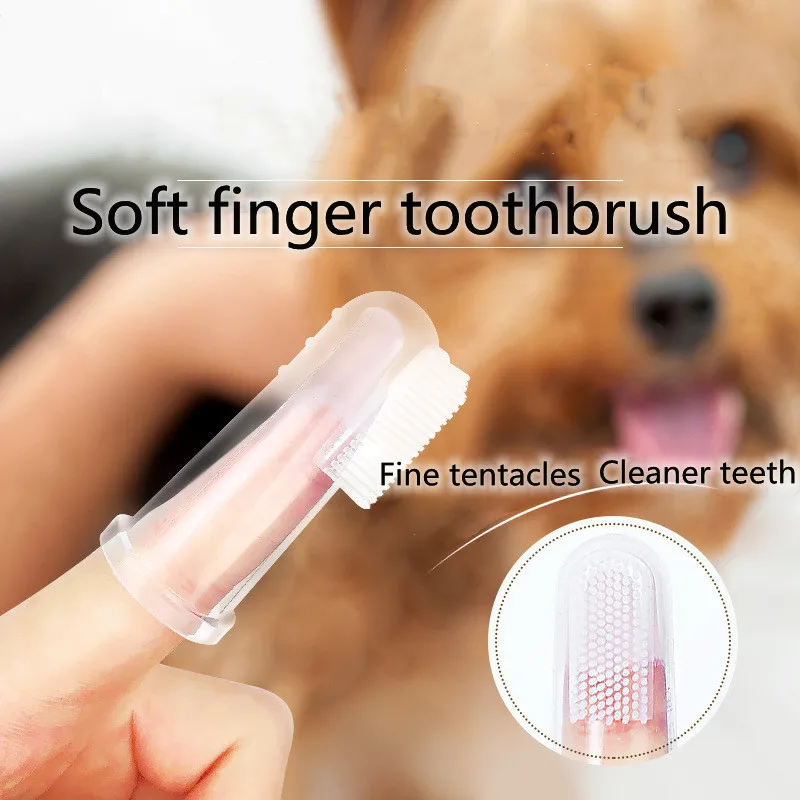 

Hot Selling Pet Finger Toothbrush Teddy Dog Brush Bad Breath Tartar Teeth Care Dog Cat Cleaning Supplies Soft Tooth Brush
