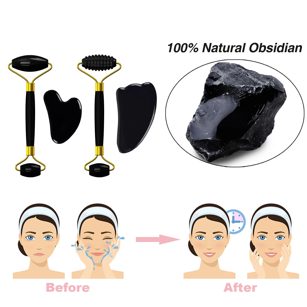 Нефритовая маска для глаз с обсидианом скребок гуаша из ролик массажа лица