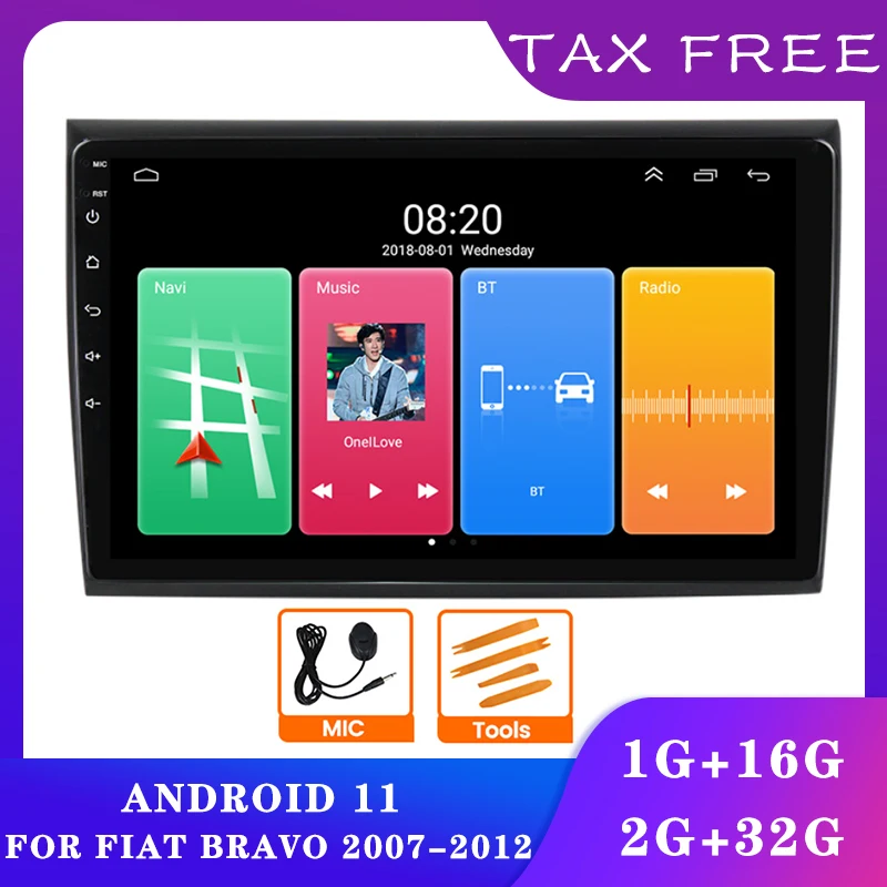 

9-дюймовый Android стереоприемник FM Автомобильный видео для Fiat Bravo 2007-2012 навигация GPS 1 + 16G автомобильный радиоприемник GPS мультимедийный автомоб...