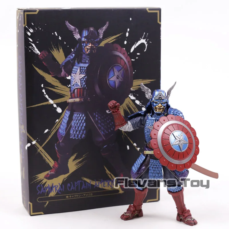 Captain MEISHO Kabukimono Дэдпул самурайский Железный человек Капитан Америка Человек-паук ПВХ фигурка Коллекционная модель игрушки - Цвет: Captain