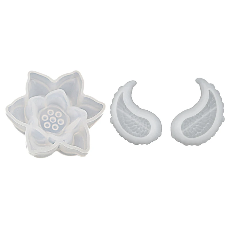 

Прозрачная силиконовая форма для сушеных цветов, 2 шт., силиконовая форма для украшений из смолы, 2 шт., крыла и 1 шт. Лотос