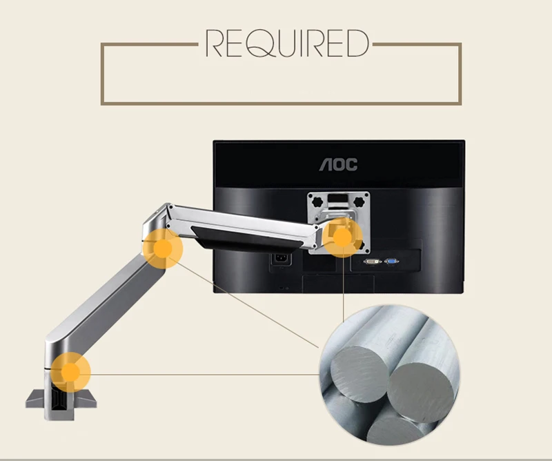 Настольная подставка для монитора алюминиевая газовая пружина с полным