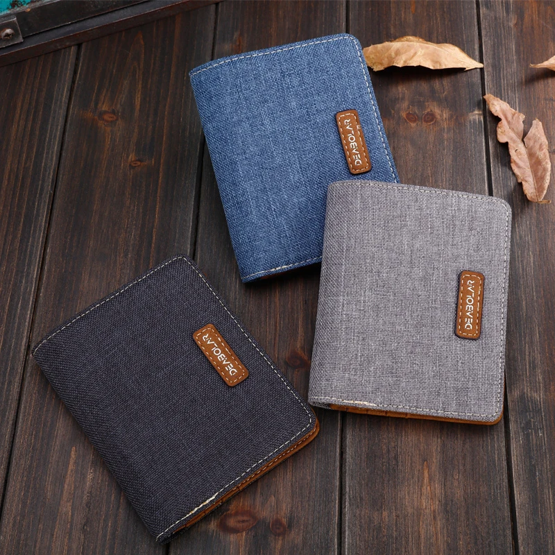 

Casual Canvas Wallet Men Short Wallet Horizontal Ultrathin Simple Purse Holder Male Multi-card Credit Card Purses Bag Students