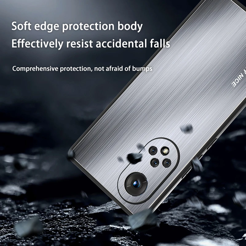 brushed phone case for huawei honor 50 pro honor 50e hard strength metal brushed back paneltpu soft edge all round protection free global shipping