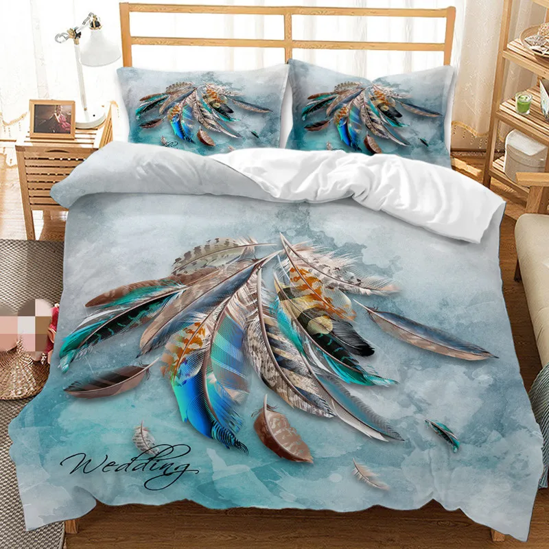 Постельное белье с 3d рисунком павлиньих перьев домашнее роскошное стеганое