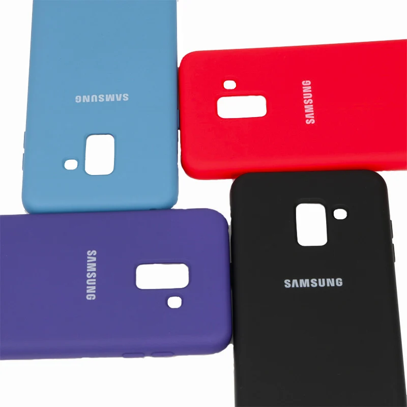 Жидкий силиконовый чехол для телефона Samsung A8 2018 J4 Plus шелковистый мягкий на ощупь