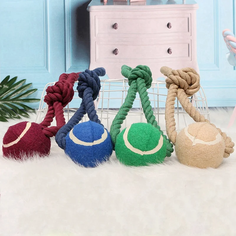 Хлопковая веревка жевательные мячи для чистки тенниса безопасные эластичные