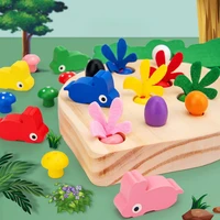 wooden kids shape color match pulling radish educational toy mushroom block picking puzzle montessori kit for children xmas gift