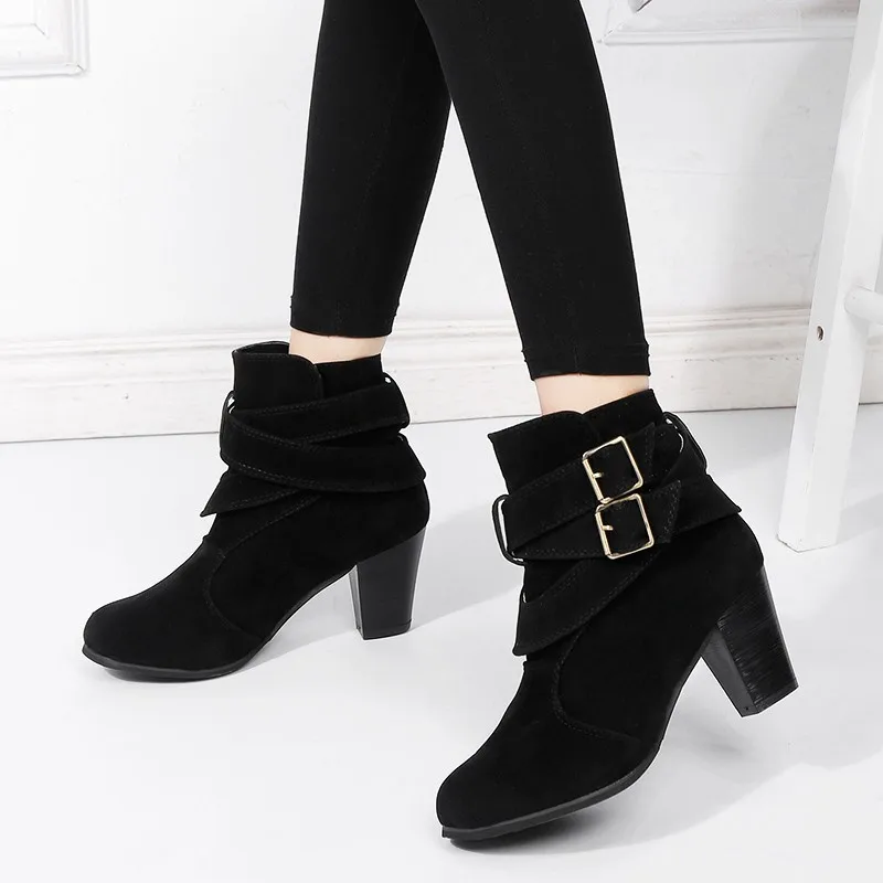 2021new Splicing Riding Boots Fashion Calf Mid-tube Boots Platform Wedges Ethnic Style Short Boots Casual Winter Women Shoes