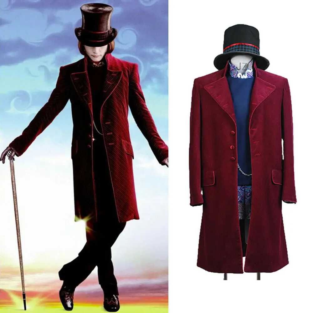 Charlie And The Chocolate Factory Willy Wonka Costume Johnny Depp Cosplay Outfit Coat Costumes