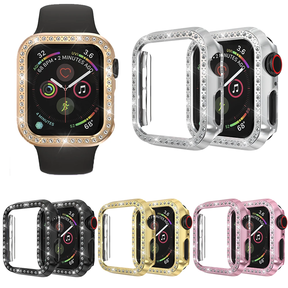 Чехол-бампер для часов с полным покрытием Apple Watch Series 4 3 2 1 блестящая рамка