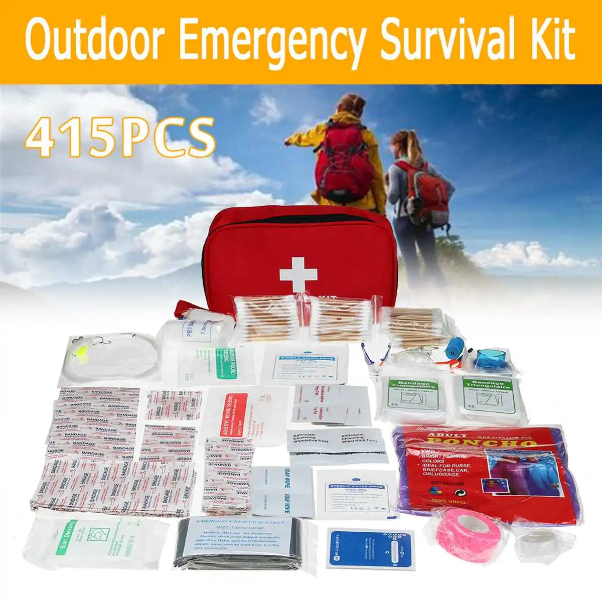 

200/451Pcs First Aid Kit Pouch Outdoor Hiking Camping Emergency Survival Kits Portable Household Car First Aid Bag