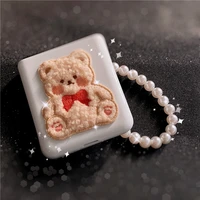 sitting bear case for samsung zflip galaxy cover for samsung f7000 folding screen protective shell f7070 lanyard pearl 5g z flip
