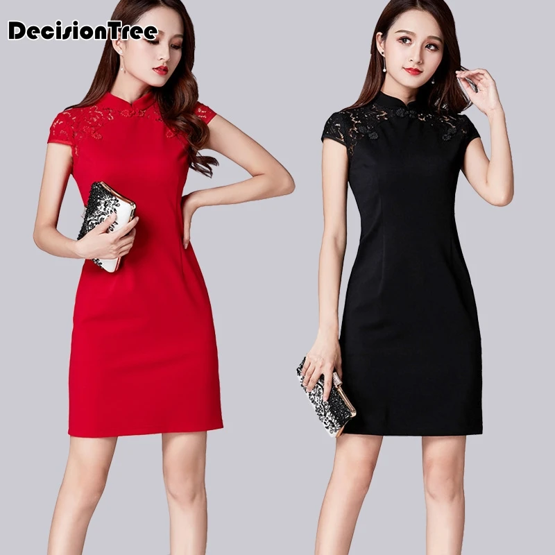 bride evening chinese wedding dress long qipao modern party dresse lace cheongsam traditional oriental red qipao