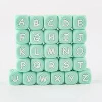 kovict 50100200 pcs 12mm green silicone letters beads for pacifier chain silicone baby teether bpa free chewable nursing toys
