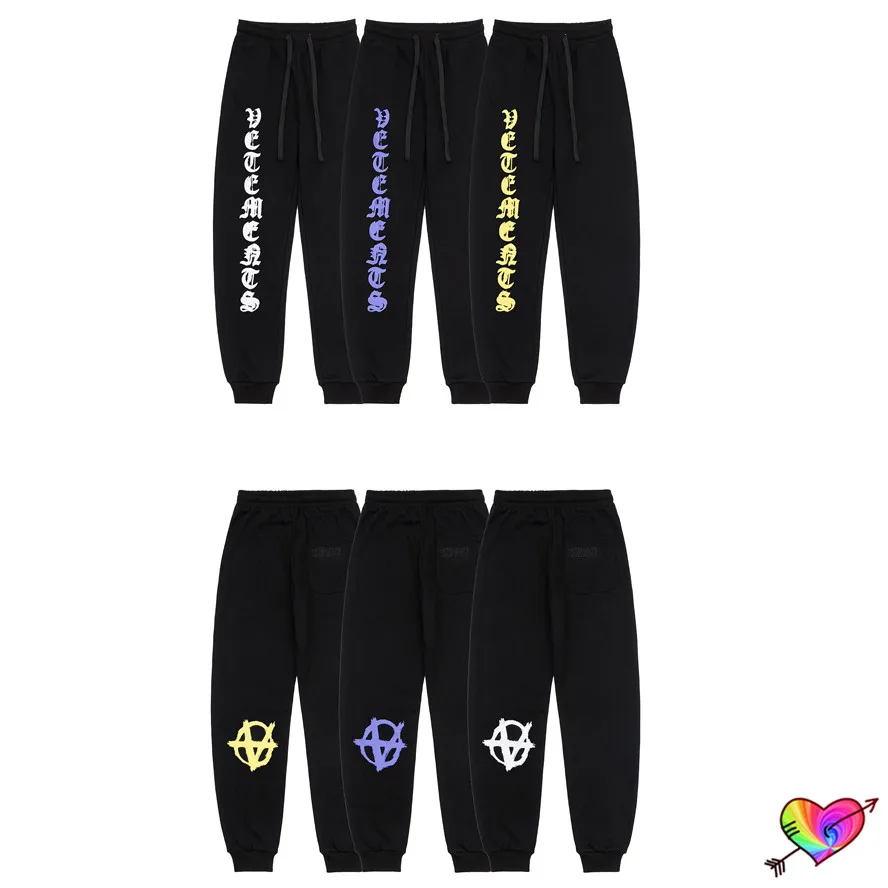 

Gothic Logo Vetements Pants Men Women High Quality Embroidered Limited Edition Vetements Anarchy Logo Sweatpants VTM Trousers