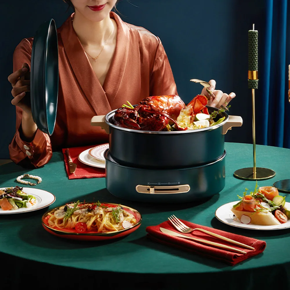 Кастрюля электрическая бытовая с подогревом съемная и моющаяся для быстрой