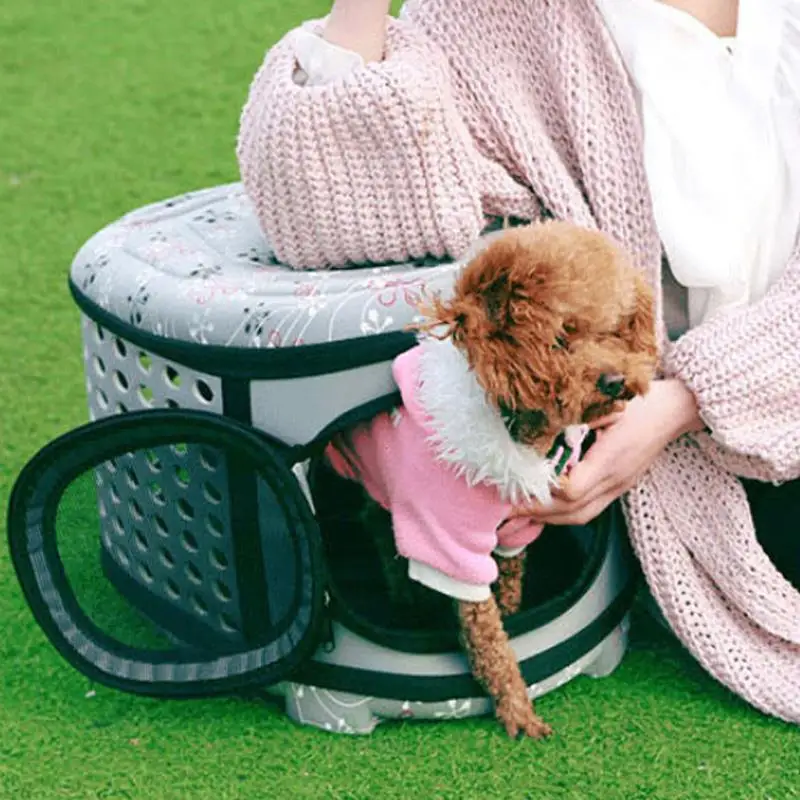 

Pet Travel Carrier Bag Folding Portable Mesh Pet Cage Airline Approved Pet Handbag for Dogs Cats with Locking Safety Zipper