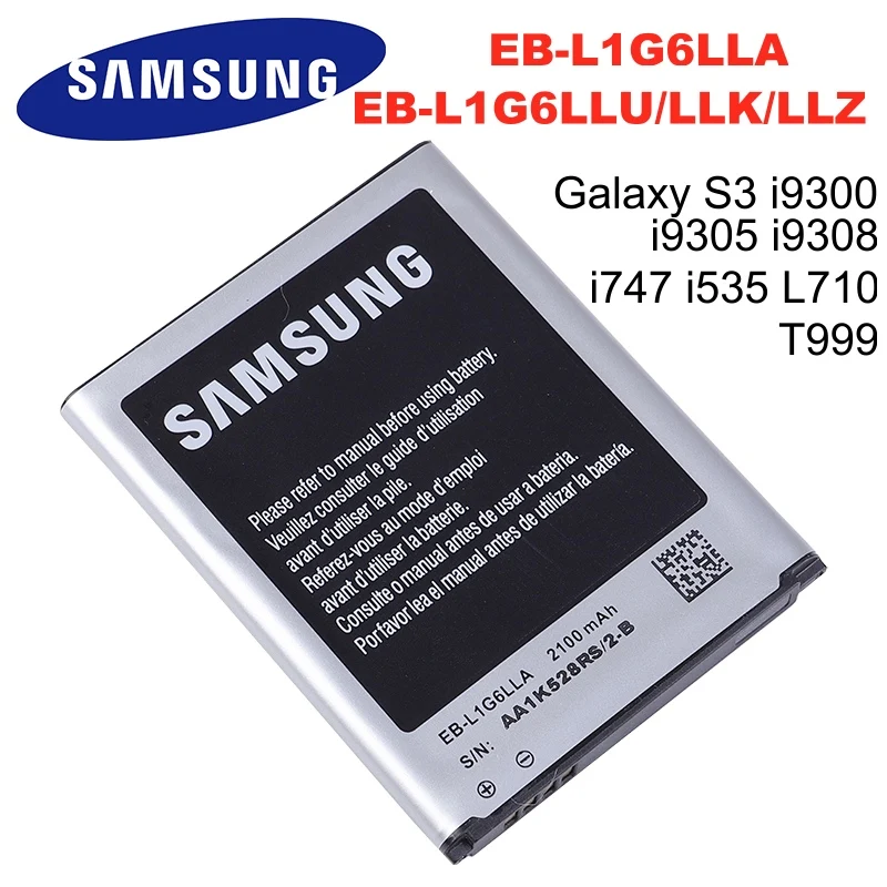EB L1G6LLA L1G6LLU/LLK/LLZ Оригинальный аккумулятор для Samsung Galaxy S3 i9300 i9305 i747 I9060 I9128 I9308 i535 i930 2100