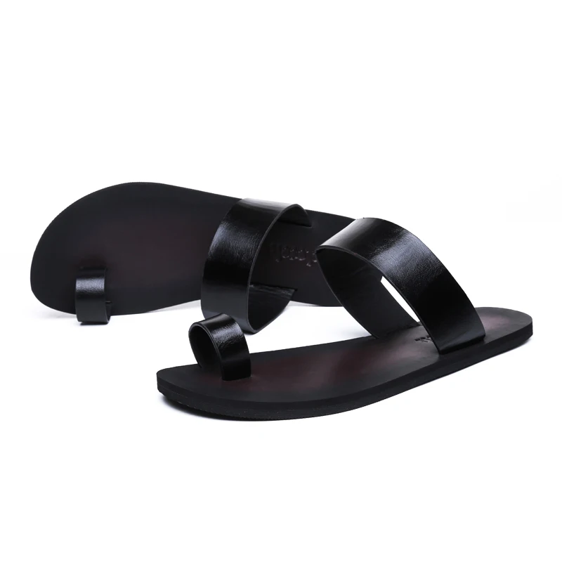 Повседневные мужские тапочки летние пляжные сандалии искусственная кожа