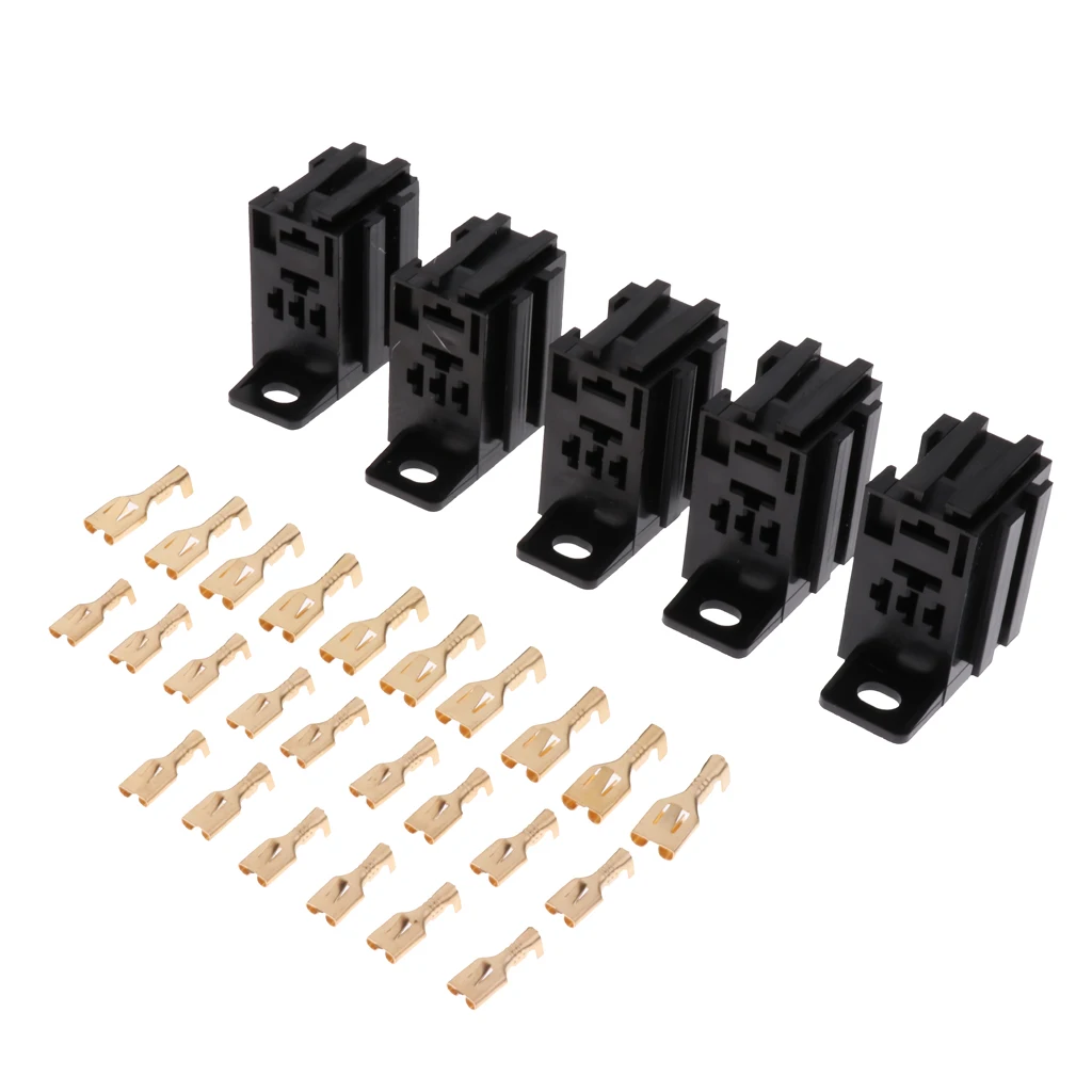 5 Pieces 5Pin 60A PCB Relay Holder Board Mount Socket with Terminals Black | Автомобили и мотоциклы