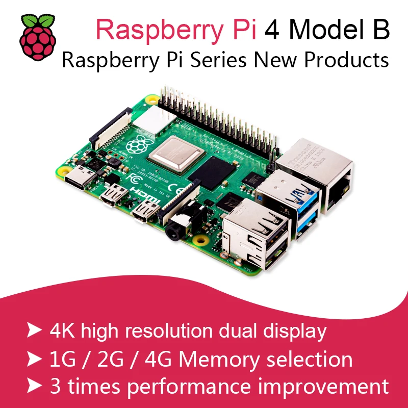 Новый официальный оригинальный Raspberry Pi 4 B 1G/2G/4G Модель макетная плата BCM2711 SoC DDR4 ram