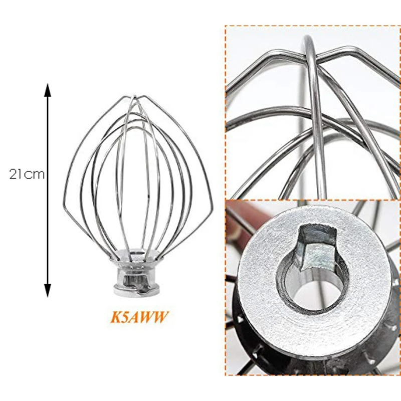 

K5AWW Replacement Wire Whip for KitchenAid Vertical Mixer Aid 5 Quart Lift Bowl 6-Wire Whip Attachment Accessories