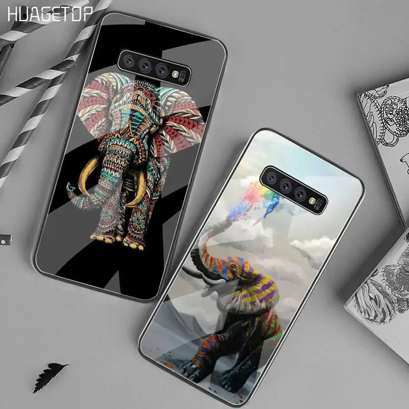 

HUAGETOP Indian Animal Elephant Totem Unique Phone Cover Tempered Glass For Samsung S20 Plus S7 S8 S9 S10 Plus Note 8 9 10 Plus