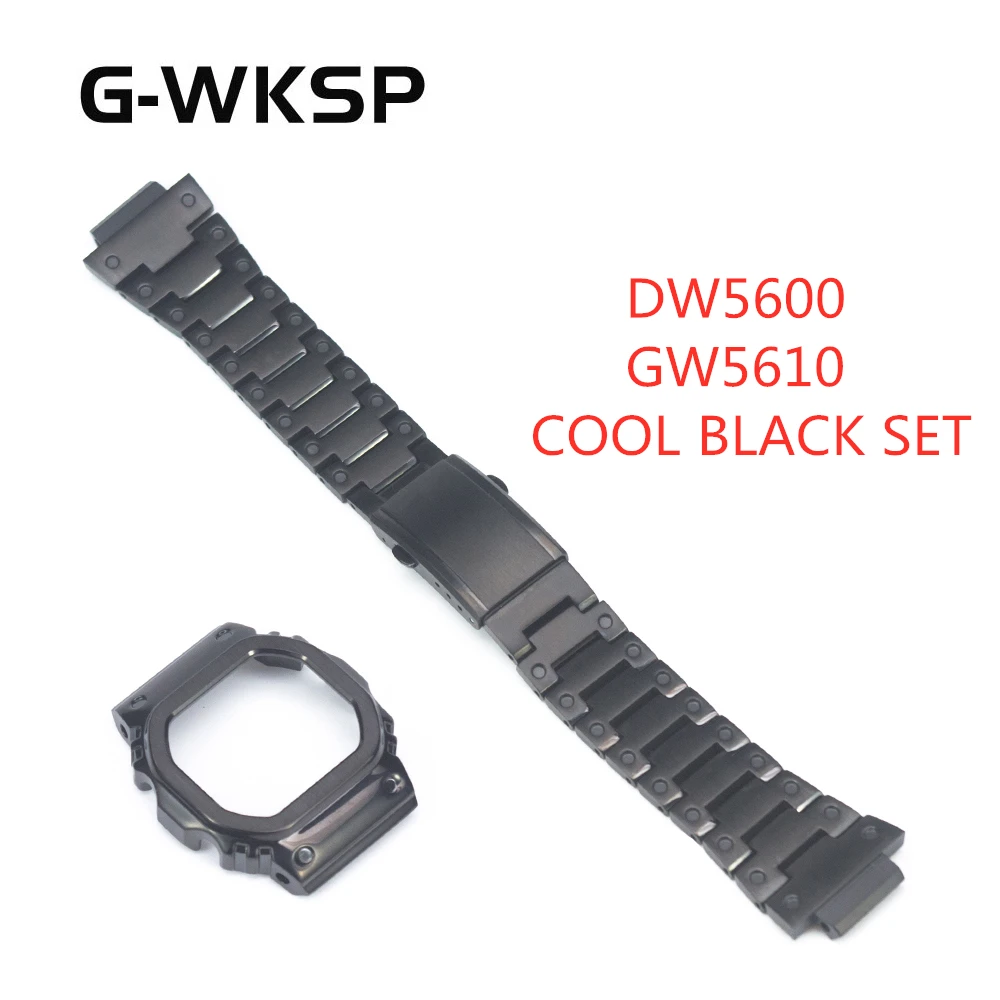 COOL BLACK SET Прохладный черный набор DW5600 5610 ремешок для часов ободок металлический из нержавеющей стали обновленный набор - Цвет ремешка: COOL BLACK SET