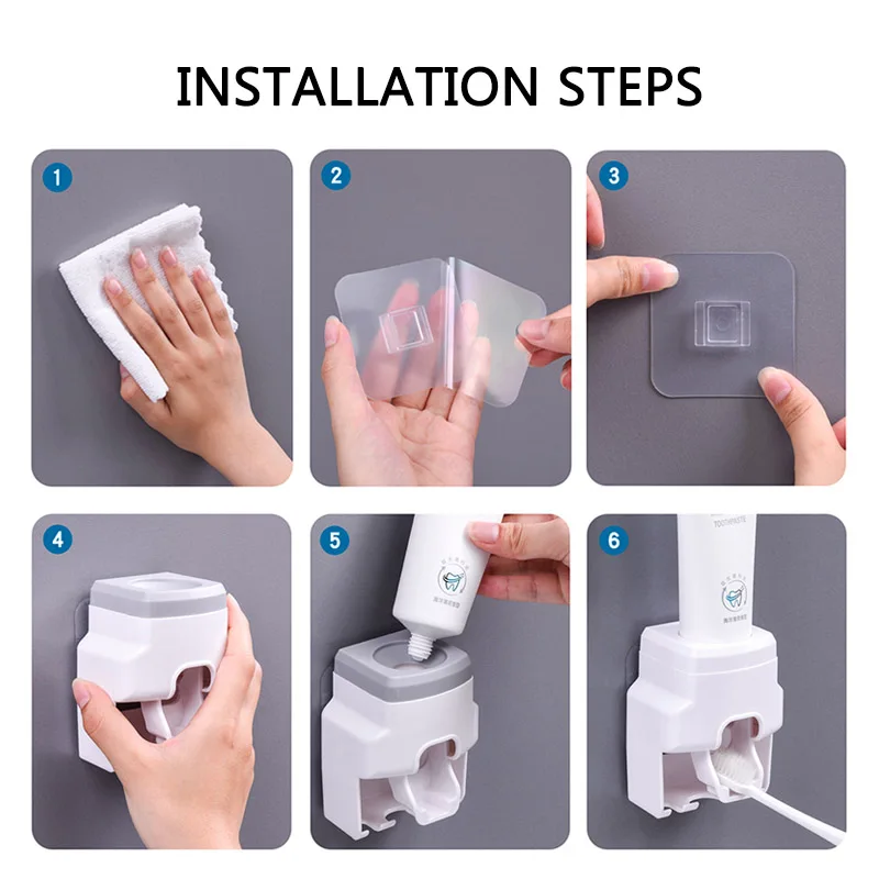 

Nordic Plain Toothpaste Holder Punch-Free Wall Hanging Automatic Toothpaste Dispenser Toothbrush Rack Customizable Printed Logo