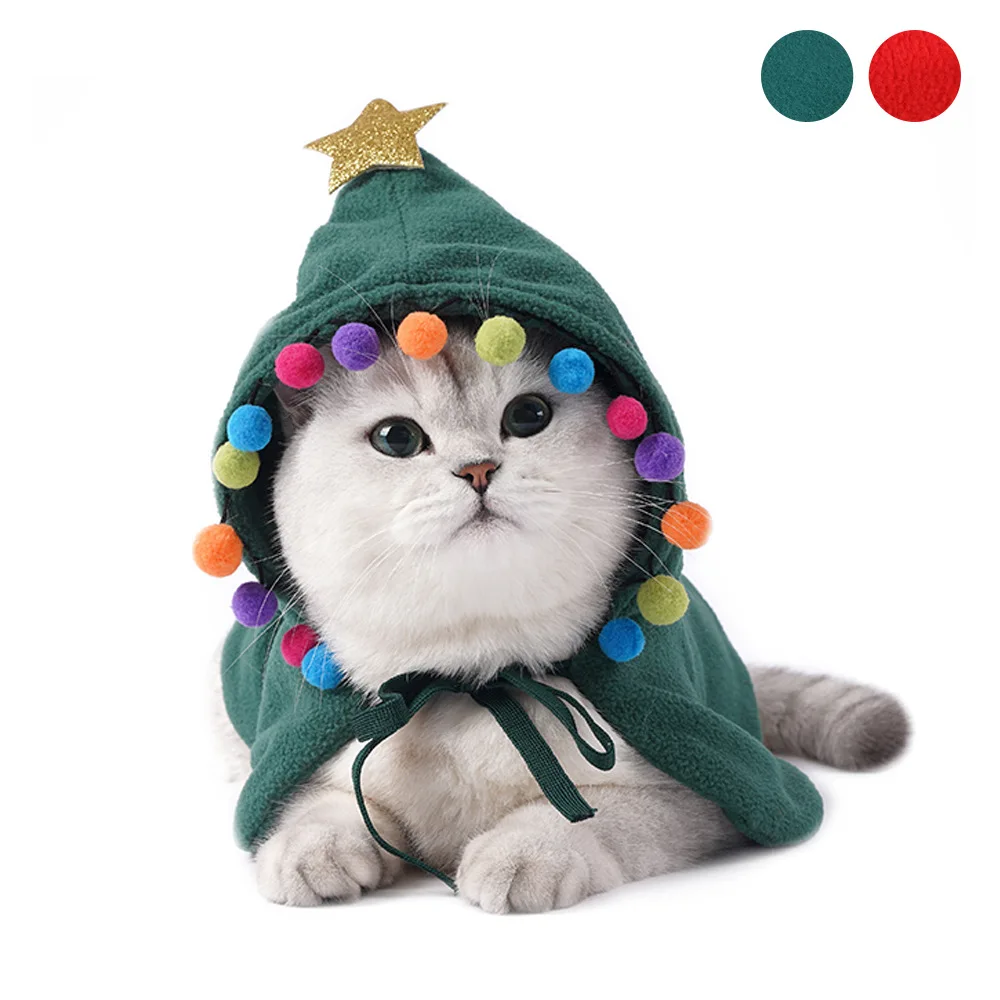 

New Christmas Pet Cat Dog Cloak Cape Pets Clothing Hooded Costume Dress Up Cosplay Clothes Puppy Party Festival Suit Decor