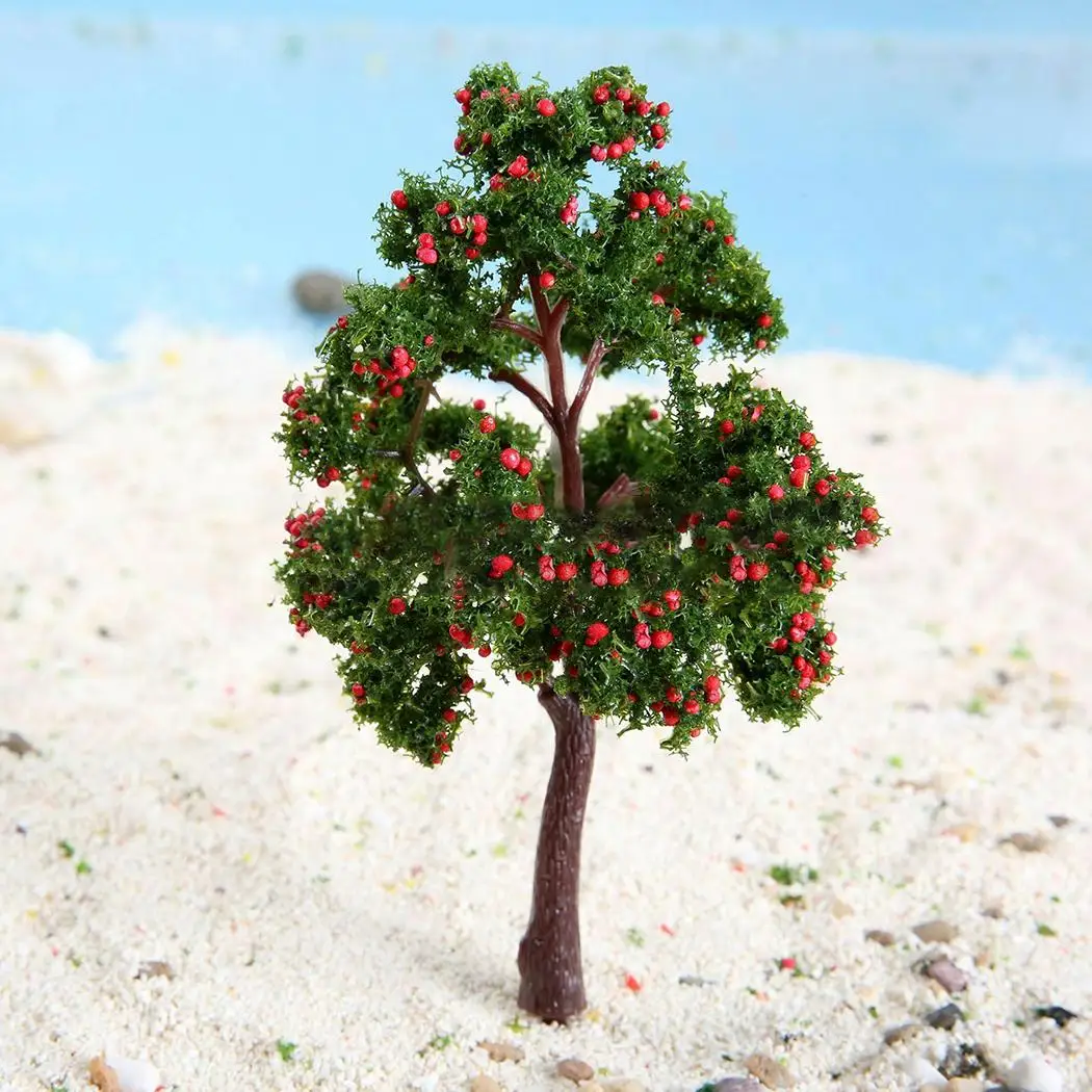 

10Pcs Scenery Landscape Model Decoration Red Fruit Model Trees Plastic 110mm Sand Table Micro-landscape Landscaping