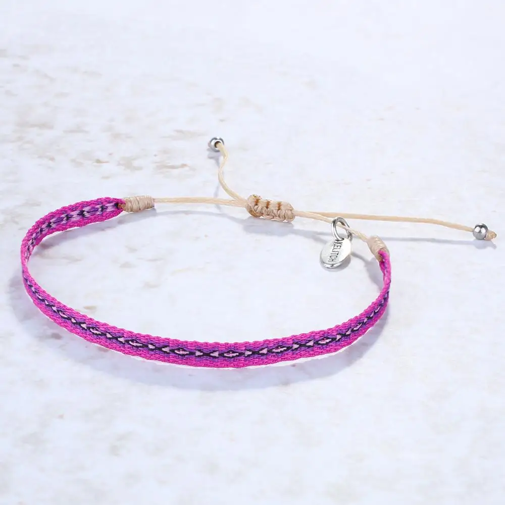 

KELITCH Braided Bracelets For Women Ethnic Tribal Silk Rope Wrap Cuff Bracelets Thin String Wristband Bangles Adjustable