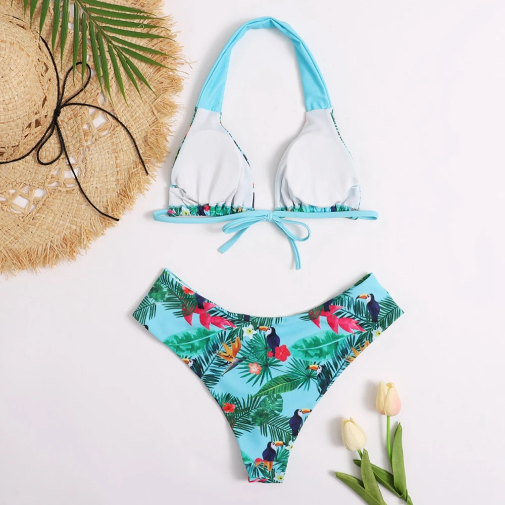 

Halter Bikini 2021 New Sexy Swimwear Women Print Swimsuit Female Brazilian Bathing Suit Summer Beach Wear Swimming Suit Biquini