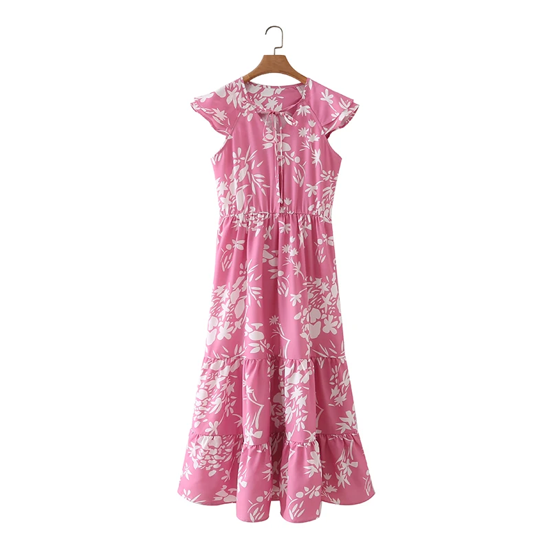 

ZA Women's New Belted Dress Dress French Retro Thin Dress Temperament