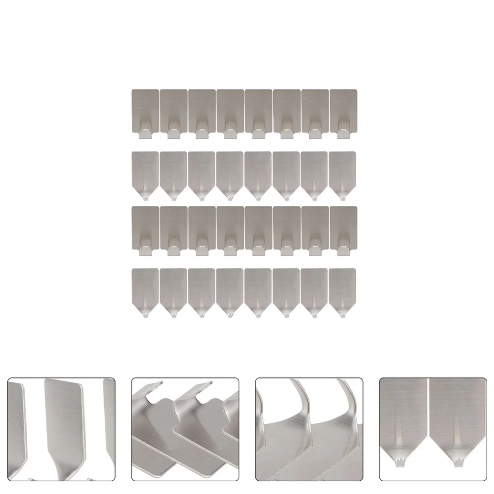 

32Pcs Self Adhesive Stainless Steel Wall Hook for Robe Towel Key Hat Bag Clothes