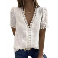 short sleeve blouse skin friendly easy to wear colorful all matched lace tops for home breathable lace short sleeve tops