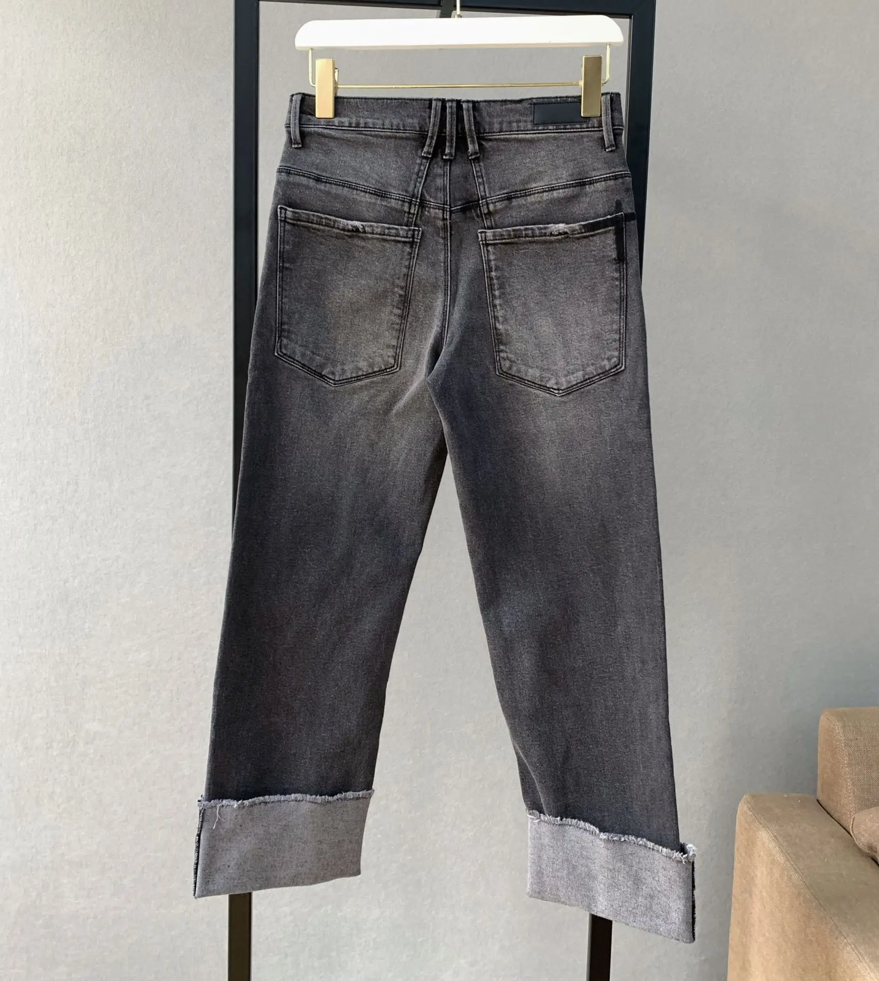 

2020 Autumn New Look Thin and Wild Retro High-waist Wide-leg Pants Nine-point Straight Jeans