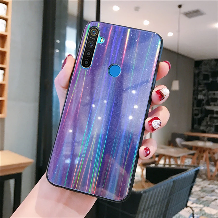 Laser Gradient Glass Case for OPPO Realme 5 Pro X Q F9 F11 A5 A9 A7X K3 Coque Cover For Reno 2 Z 10X Zoom Find Protective |