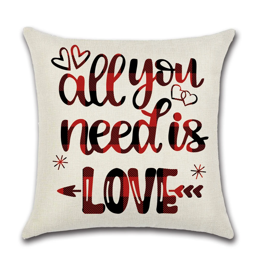 Наволочка на День святого Валентина красная клетчатая романтическая парная