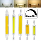 Диммируемые светодиодные COB лампы R7s 5 Вт 10 Вт 20 Вт 110 В 220 В, рабочий светильник J-типа, двухсторонняя белая лампа, стеклянная трубка, универсальное освещение