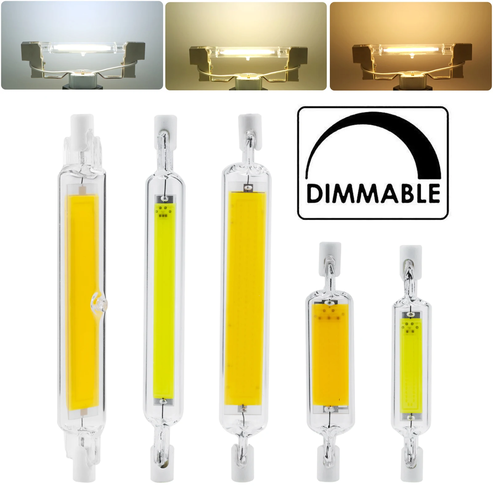 Dimmable R7s 5W 10W 20W 110V 220V LED COB Light Bulbs Floodlight Worklight J Type Double Ended White Lamp Glass Tube Univers | Лампы и