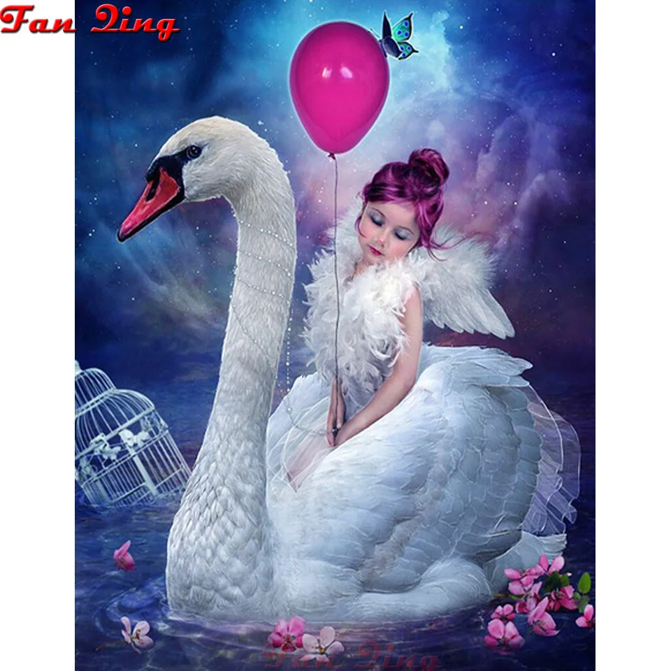 

5D Diamond Painting Dream Girl White Swan Round Square Rhinestone Embroidery Mosaic Home Decoration Pattern DIY Handmade Gift