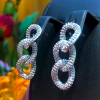 soramoore 28mm luxury circle cross dangle earrings trendy cubic zircon wedding engagement party indian earrings for women