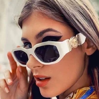 2021 fashion personalized metal decorative men sunglasses irregular small oval frame women sunglass uv400