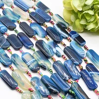 2strandslot 37mm natural dark blue rectangle agates smooth stone beads for woman diy necklace bracelets jewelry making strand