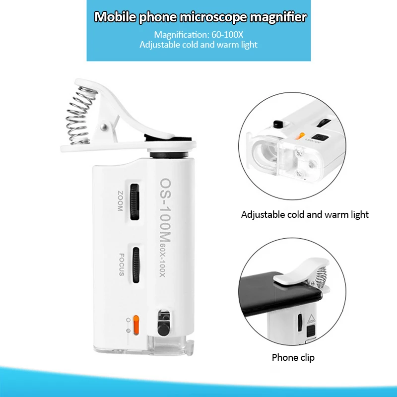 60X 100X мобильный оптический зум Лупа Универсальный телефон Макрос микроскопа