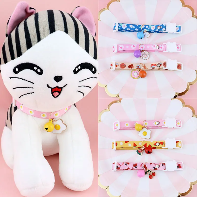

Cats Cute Collar Bell Puppy Cartoon Print Adjustable Buckle Collar Pet Teddy Chihuahua Small Dog Colorul Collar Accessories